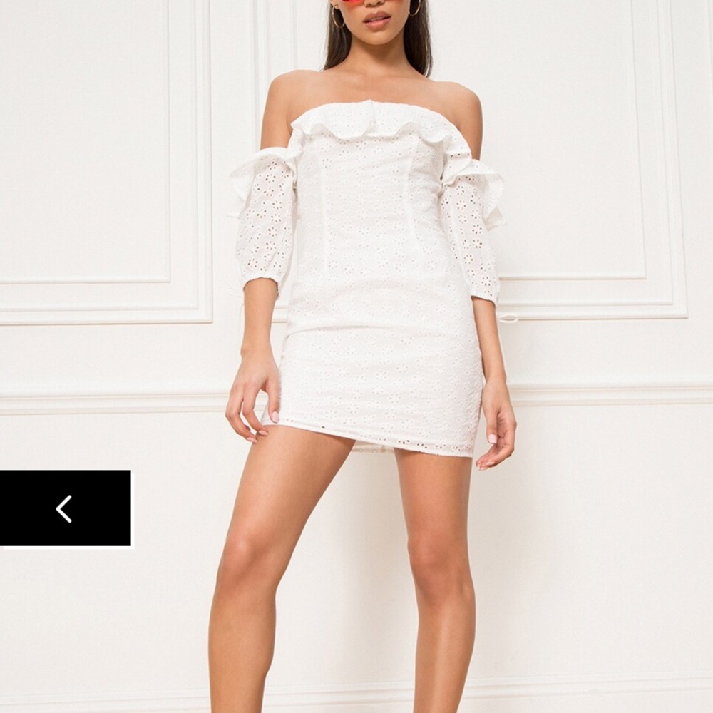 Superdown White Coquette Eyelet Ruffle Dress